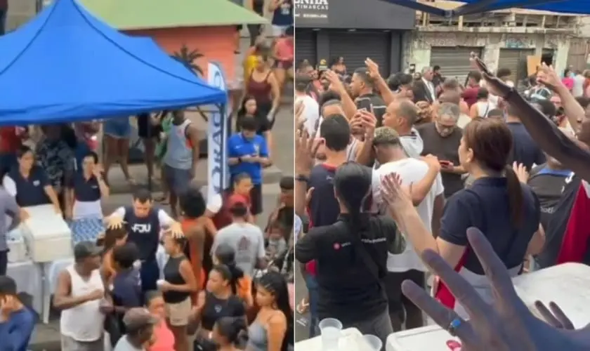 Durante a megaoperação no RJ, a Igreja Universal do Reino de Deus (IURD) estabeleceu um ponto de apoio espiritual para os moradores. Foto: Reprodução/Instagram/Bispo Gonçalves