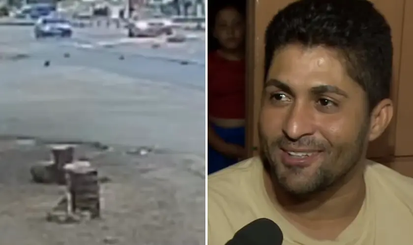 Trabalhador ferido em grave atropelamento com Bíblia aberta testemunha: "Milagre de Deus" em meio às fraturas. Foto: Captura de tela/Gazetatvweb