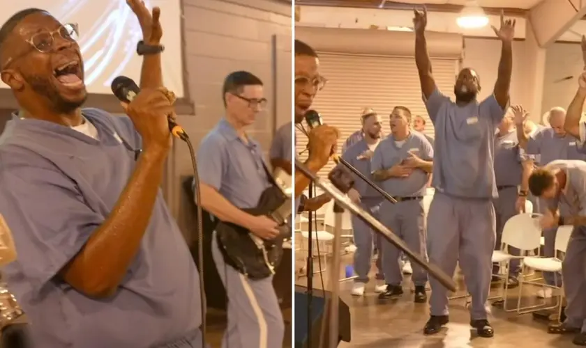 Culto em prisão de segurança máxima nos EUA reúne 250 detentos em momento de renovação espiritual e busca por perdão. Foto: Reprodução/Instagram/God Behind Bars