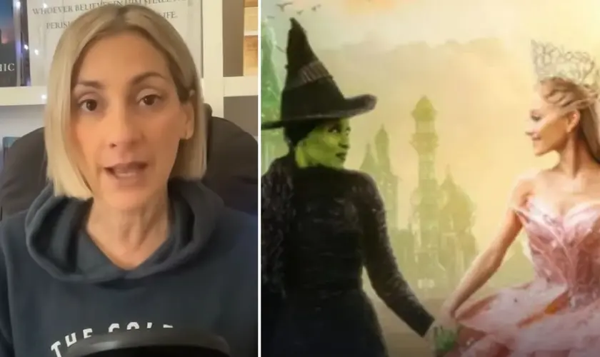Ex-médium alerta pais e jovens sobre a influência demoníaca e a agenda LGBT no filme "Wicked: Parte Dois". Ela afirma: "Bruxaria é real". Foto: Reprodução/YouTube/Jenn Nizza/One Million Moms