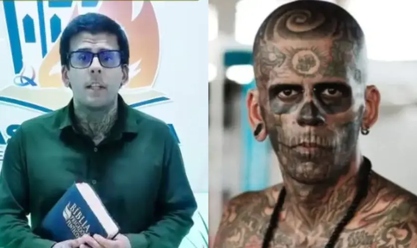 'Ex-homem mais tatuado do Brasil' ganha bolsa em seminário e inicia estudos para se tornar missionário após conversão. Foto: Arquivo pessoal/Reprodução/Instagram/Leandro de Souza