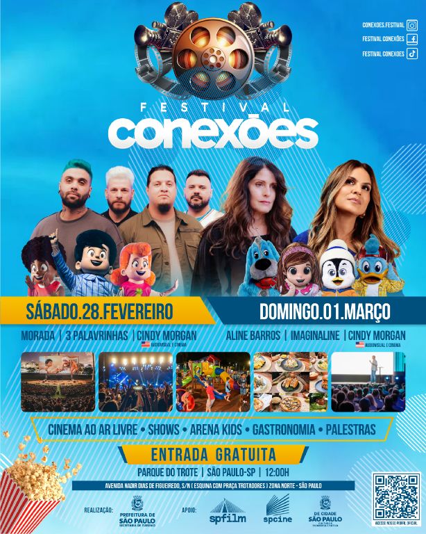 Festival Conexões em SP: Música, lazer e inspiração gratuita para toda a família nos dias 28/02 e 01/03, no Parque do Trote. Foto: Divulgação.