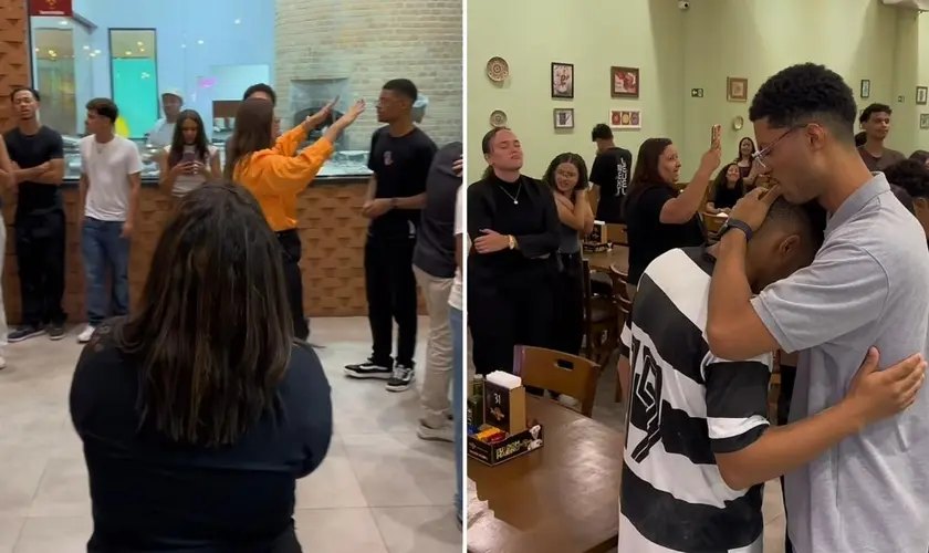 No último fim de semana, um grupo cristãos em São Paulo chamou atenção nas redes sociais após realizar um momento de oração em uma pizzaria. Foto: Reprodução/Instagram/Pizzaria Dom Marino Indaiatuba