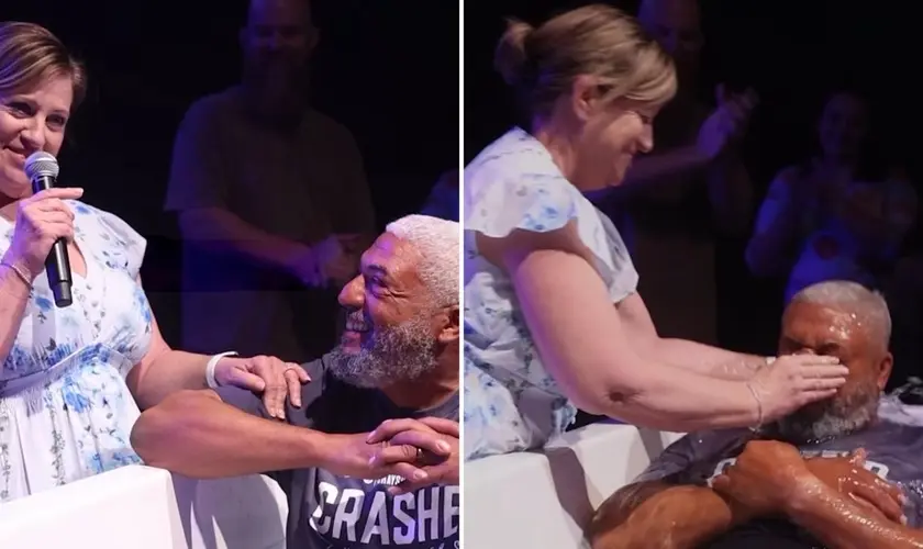 Uma mulher emocionou uma igreja nos EUA ao testemunhar a restauração de seu casamento após anos de oração pela conversão do marido. Foto: Reprodução/Instagram/Graystone Church