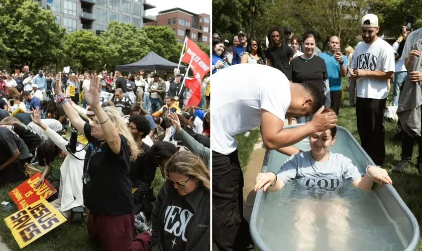 Milhares de cristãos participaram de uma grande Marcha para Jesus nas ruas de Columbus, nos EUA, promovida pelo movimento United Revival. Foto: Reprodução/Instagram/United Revival