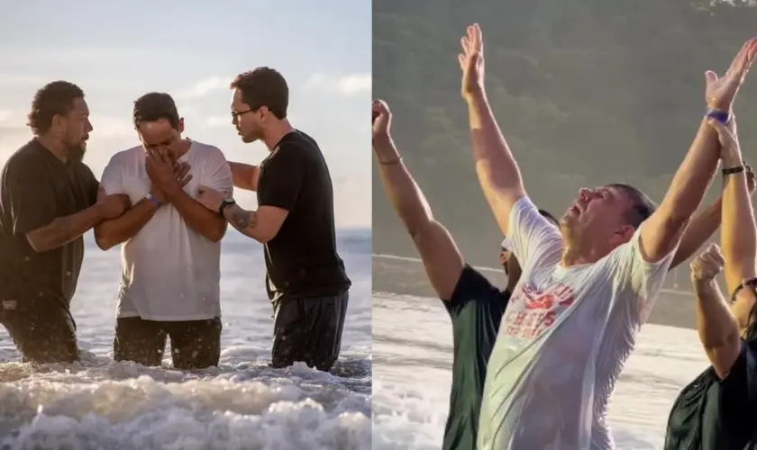 Mais de 40 mil pessoas participaram de um culto em praia em SC, com adoração ao amanhecer, pregação do Evangelho e batismos no mar. Foto: Reprodução/Instagram/Amanhecer Ephy Beach