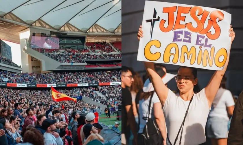Mais de 40 mil cristãos participaram de um evangelismo em Madri, com testemunhos e um forte clamor por despertar espiritual na Espanha. Foto: Instagram/The Change