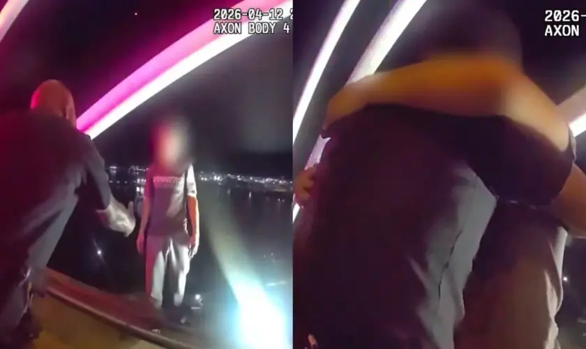 Policial evita tentativa de suicídio de homem em ponte nos EUA, em um resgate emocionante que destacou a importância da valorização da vida. Foto: Reprodução/X/Jax Sheriff's Office