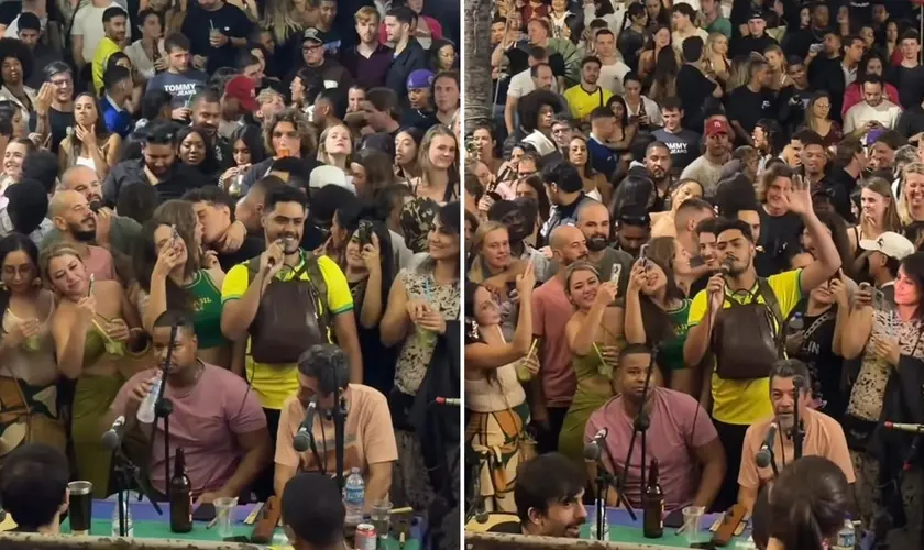 Um jovem viralizou nas redes sociais após declarar seu amor por Jesus durante uma roda de samba na Pedra do Sal, no Rio de Janeiro. Foto: Reprodução/Instagram/Rafael Lima