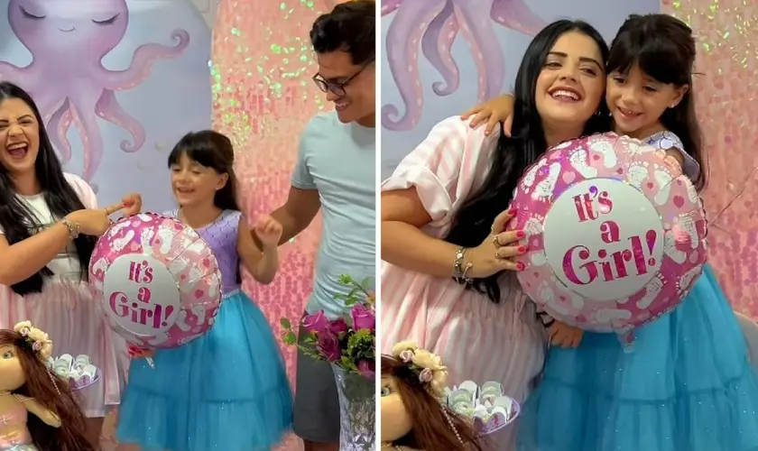 Menina de 5 anos emocionou a família ao relatar uma revelação de Deus sobre a chegada de sua irmã antes mesmo da mãe descobrir a gravidez. Foto: Reprodução/Instagram/Mari Bueno