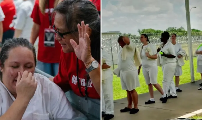 Evangelismo em prisão de segurança máxima no estado do Texas, nos Estados Unidos, resultou na conversão e no batismo de 88 mulheres. Foto: Reprodução/Instagram/Mike Barber Ministries