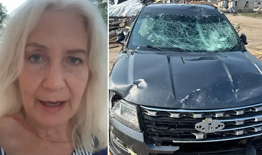 Uma mulher sobreviveu a um tornado nos EUA após clamar a Deus pela própria vida enquanto estava presa dentro de seu carro. Foto: Reprodução/Facebook/Nancy Warner