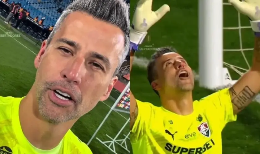 Goleiro do Fluminense, Fábio brilha nos pênaltis contra o Independiente Rivadavia, garante classificação e dedica prêmio a Deus. Foto: Reprodução/Instagram/Libertadores