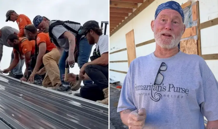 Mesmo com câncer terminal, um cristão continua servindo a Deus e ajuda voluntários da Samaritan's Purse a construir uma igreja no Alasca. Foto: Reprodução/Instagram/Samaritan's Purse