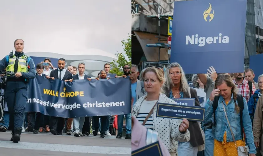 Centenas de cristãos na Holanda participaram da “Caminhada da Esperança”, uma marcha silenciosa, para demonstrar apoio à Igreja Perseguida. Foto: Instagram/christenunie