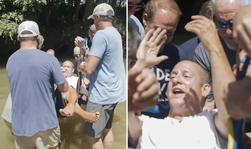 Homem com paralisia é batizado nos EUA com ajuda de irmãos da igreja e emociona fiéis ao demonstrar sua fé e determinação em seguir Jesus. Foto: Parkway Baptist Church