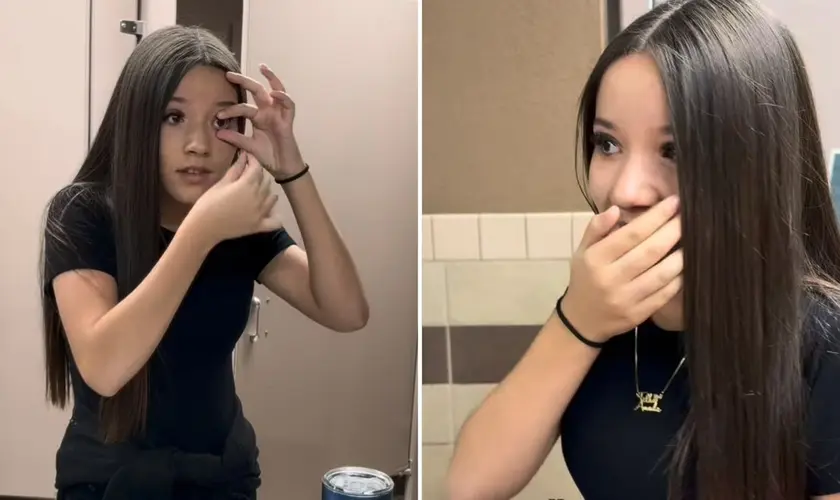 Uma menina identificada como Sarah testemunha cura de visão após entrar em uma sala de cura em igreja nos EUA. Foto: Reprodução/Instagram/Bruna Araújo