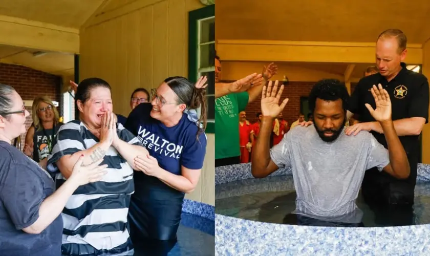 Em prisão nos EUA, 70 detentos são batizados após meses de evangelização e passam a compartilhar a fé com outros presos. Foto: Instagran/first_apostolic_church_dfs