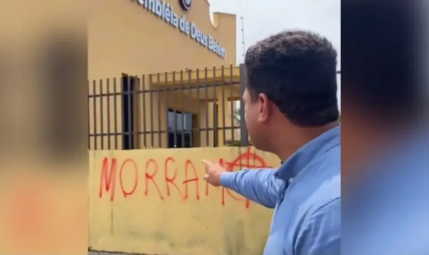 Igreja evangélica em Dourados é pichada com mensagem de ódio contra cristãos, e o caso é investigado pela polícia. Foto: Reprodução/Instagram/jornaloargumentooficial