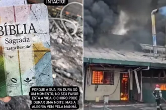 Incêndio devastador causa muitos danos a Churrascaria Tropeiro em Manaus, mas uma bíblia sobrevive praticamente intacta. Foto: Instagram/Tropeiro/Reprodução/G1.