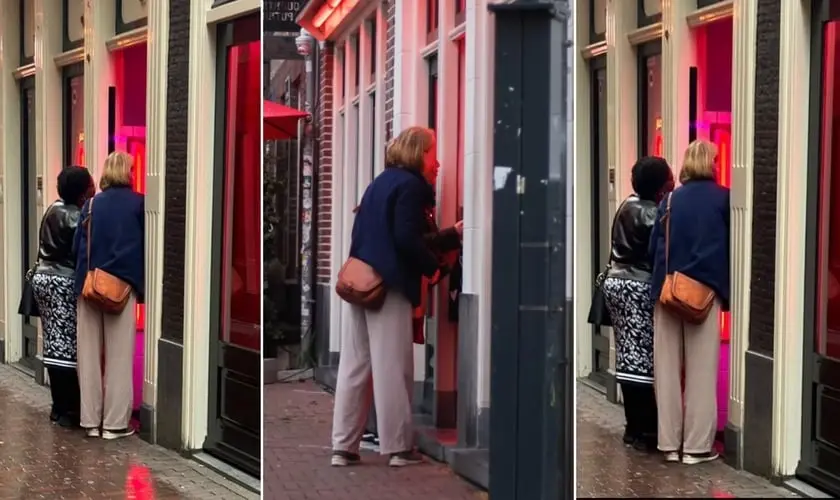 Ministérios se unem para evangelismo no Distrito da Luz Vermelha em Amsterdã, levando esperança e oração às prostitutas em vitrines. Foto: Reprodução/Instagram/Revival in the Streets