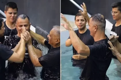 Igreja vivencia um momento marcante de fé e inclusão com o batismo de surdo, evangelizado pelo ministério de libras "Luz no Silêncio". Foto: Reprodução/Instagram/Ministério Luz no Silêncio