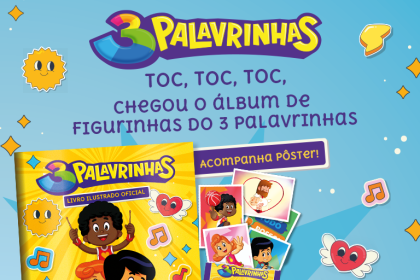 A Panini anuncia o lançamento do aguardado álbum de figurinhas do 3 Palavrinhas, o maior canal infantil cristão do YouTube. Foto: Divulgação.