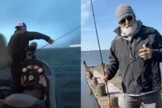 Um pastor sobrevive a um tornado nos EUA enquanto pescava em um pequeno barco com seu amigo Tony e um cachorro. Foto: Reprodução/YouTube/Brian Johnson Live