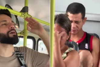 Passageiros são alcançados por evangelismo em ônibus; ação liderada por evangelista com violão emocionou e levou vidas a Cristo. Foto: Reprodução/Instagram/Allan Machado