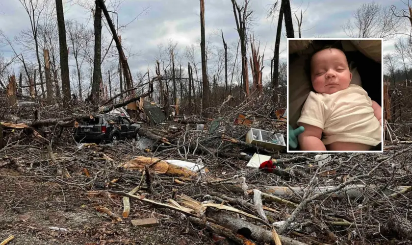 Bebê sobrevive a tornado em trailer e é encontrado ileso em árvore