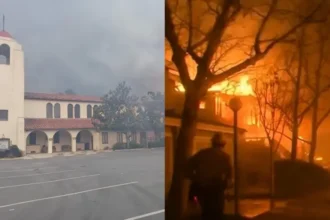 Três incêndios florestais fora de controle estão devastando a Califórnia, nos Estados Unidos, alimentados por ventos fortes e pelo clima seco. Foto: Bárbara Soos