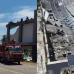O teto da Igreja Videira desabou em Goiânia durante a instalação de placas solares. Um operário ficou ferido, mas não houve fatalidades. Foto: Reprodução/X/Contigo.