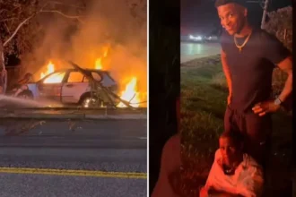 Um jogador de futebol americano e seu pai protagonizam um resgate heroico após um acidente de carro em Nova York. Foto: Reprodução/Instagram/Larry Pickett Sr