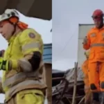 Bombeiros fazem oração antes de iniciar buscas por duas crianças soterradas após forte deslizamento em Juiz de Fora (MG). Foto: Reprodução/Instagram/Rádio Itatiaia