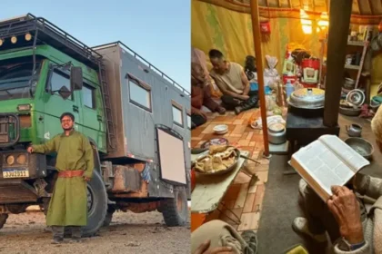 Casal brasileiro cria igreja móvel em um caminhão para levar o Evangelho a famílias nômades nas montanhas isoladas da Mongólia. Foto: Lucas Oliveira