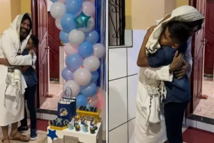 Um menino autista emocionou a internet ao comemorar seu aniversário de 10 anos com uma festa temática de Jesus, em Manaus. Foto: Reprodução/Instagram/Myrllena Elamid