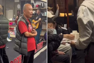 Ex-morador de rua ministra Santa Ceia em igreja no Japão e testemunha transformação de vida, marcando culto com fé, comunhão e esperança. Foto: Reprodução/Instagram/Marcos Sogabe