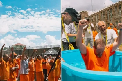 Evangelismo em prisão nos Estados Unidos resultou em mais de 200 detentos entregando suas vidas a Jesus e no batismo de 21 presos. Foto: Reprodução/Instagram/Victory Church