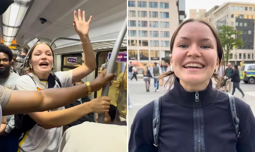 Jovem cristã compartilha experiência com Deus após pregar no metrô da Alemanha e testemunhar vidas sendo impactadas pelo Evangelho. Foto: Reprodução/Instagram/Go Revival Europe
