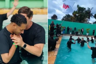 Em uma clínica de reabilitação em São Paulo, 60 ex-dependentes químicos foram batizados após decidirem entregar suas vidas a Jesus. Foto: Reprodução/Instagram/Lagoinha Morumbi