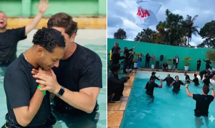 Em uma clínica de reabilitação em São Paulo, 60 ex-dependentes químicos foram batizados após decidirem entregar suas vidas a Jesus. Foto: Reprodução/Instagram/Lagoinha Morumbi