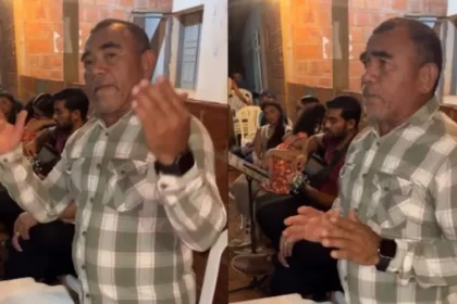 Um homem que enfrentava fortes dores causadas por seis hérnias de disco é curado após oração durante um culto ao ar livre no Piauí. Foto: Reprodução/Instagram/luzemcristo.oficial