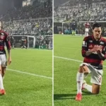 O atacante do Flamengo, Pedro Guilherme, chamou a atenção dos torcedores ao comemorar um de seus gols na vitória. Foto: Reprodução/Instagram/Pedro Guilherme
