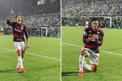 O atacante do Flamengo, Pedro Guilherme, chamou a atenção dos torcedores ao comemorar um de seus gols na vitória. Foto: Reprodução/Instagram/Pedro Guilherme