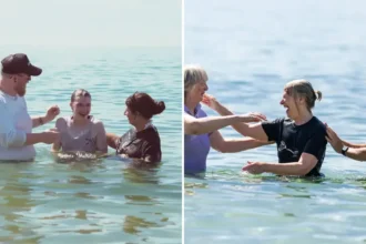 Mais de 130 pessoas foram batizadas por igrejas na Inglaterra durante celebrações em praia na cidade de Bournemouth. Foto: BCP Church Collective