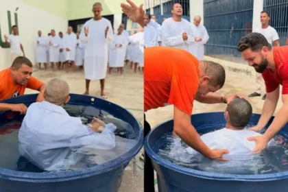 Mais de 30 detentos foram batizados em cadeia no Piauí após aceitarem Jesus por meio de evangelismo desenvolvido pelo Projeto Recomeço. Foto: Instagram/Projeto Recomeço