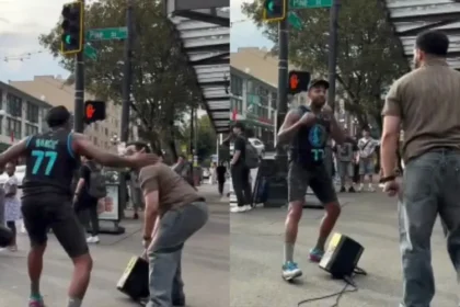 Durante evangelismo nos EUA, um cristão recebe tapa, ameaças e ordens para sair de local público em Seattle. Foto: Reprodução/Instagram/prideless_ministries