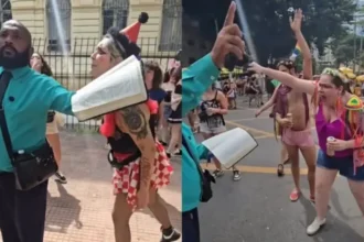 Pregador é ridicularizado durante evangelismo em São Paulo, mas permanece firme ao anunciar a mensagem de salvação em Jesus. Foto: Reprodução/Instagram/pre.gador_