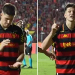 Atacante do Sport comemora gol exaltando Jesus em Libras e compartilha sua fé durante a campanha na Série B. Foto: Reprodução/Instagram/Sport Club do Recife