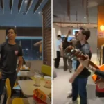 Evangelismo no McDonald's surpreende clientes em São Paulo, onde jovens cristãos compartilharam o Evangelho. Foto: Reprodução/Instagram/Emmaus Movement
